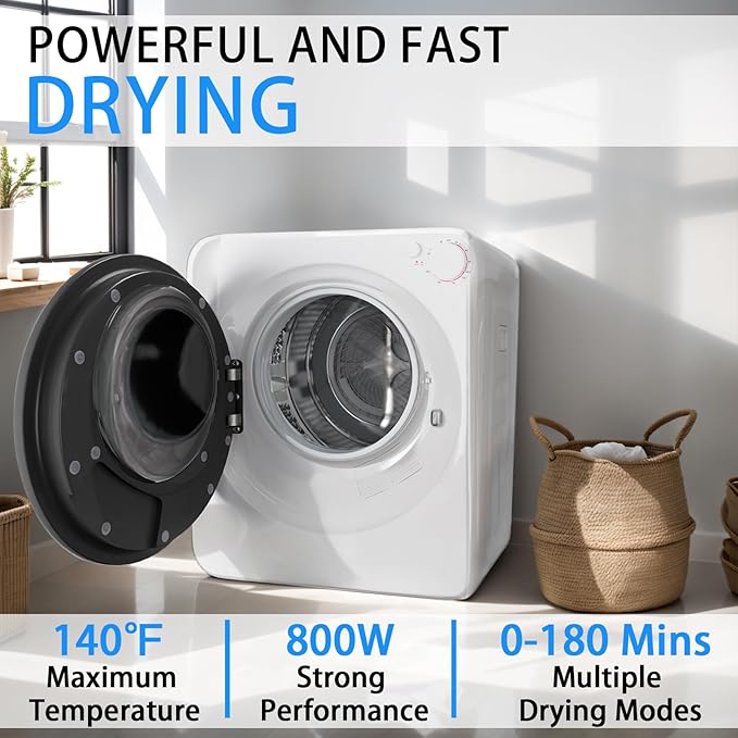 Compact Washer and Dryer Combo Set, 2.0Cu.Ft Full-Automatic Washing Machine with 10 Washing Programs & 1.6Cu.Ft Compact Dryer with 5 Drying Modes, for Apartment, Bathroom, Home, RV-Camping