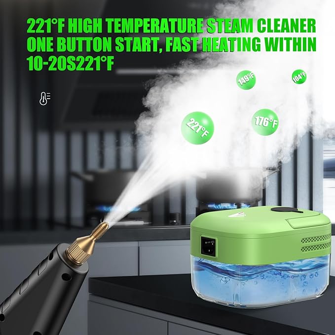 Steam Cleaner for Home & Car, 15s Heat-Up Handheld Steamer for Cleaning, 1.2L Portable High Steam Cleaners, 3BAR Steam Control with 14 pcs Accessories Kit for Car, Floors, Couches, Tiles, Grout