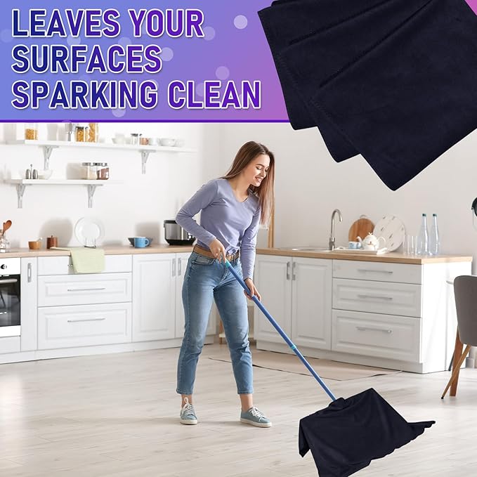12 Pcs Extra Large Microfiber Cleaning Cloths Bulk 30 x 20 Washable Reusable Microfiber Rags Absorbent Cleaning Towels for Floor Glass Window Car Kitchen Bathroom House(Black)
