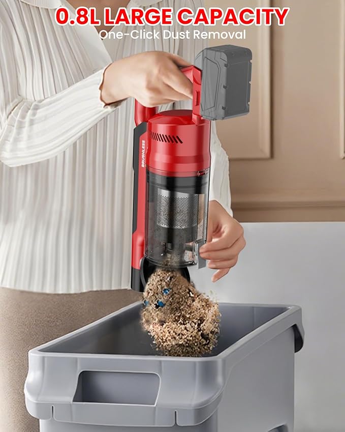 Cordless Vacuum Cleaner for Milwaukee Battery, 7-in-1 Lightweight Stick Vacuum with HEPA Filter, 35KPA Suction, 350W Brushless Motor, 3 Modes for Carpet, Floor, Car (Battery Not Included)