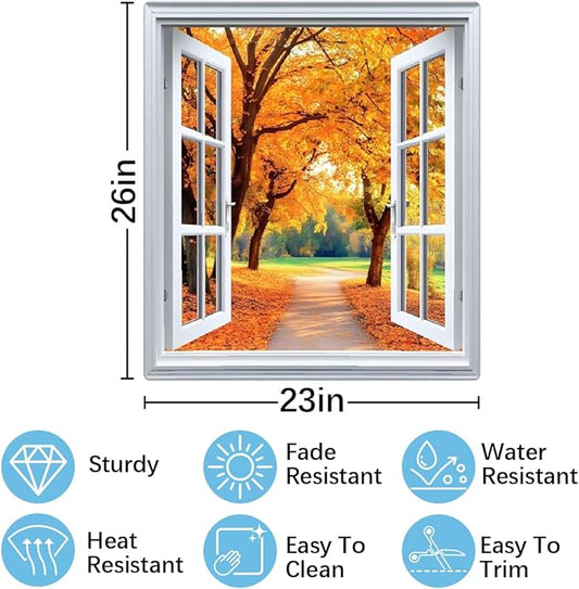 Autumn Gold Trees Windows Dishwasher Magnet Cover for The Front Magnetic Dishwasher Door Covers Dish Washer Sticker Wrap Home Decorative Appliances Panel Decal Kitchen Decor 23" x 26" (Magnetic)