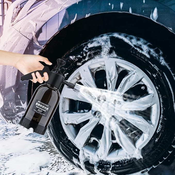 Car Foam Sprayer - 2L Handheld Pump Detailing Cleaning Tool | Foaming Car Wash Sprayer - for Garden Home Lawn Outdoor Patio Driveway Cleaning Plant Watering