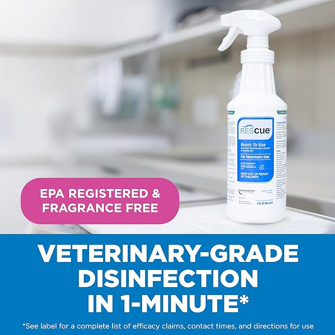 REScue One-Step Ready-to-Use Disinfectant Cleaner & Deodorizer ?€? For Veterinary Use, Animal Shelters, Pet Foster Homes, Kennels, Litter Box ?€? 32 Ounce RTU (Spray Nozzle NOT Included)