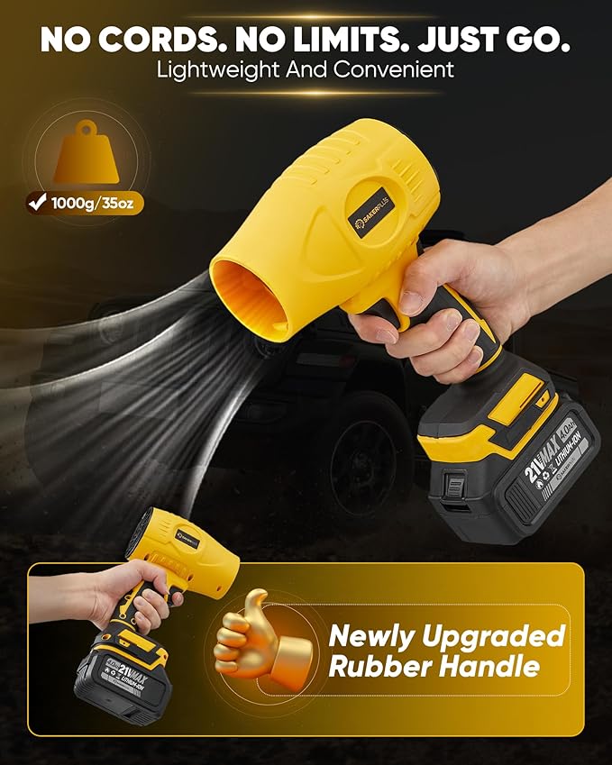 Portable Dust Cleaner 180000 RPM Cordless Leaf Blower 4.0Ah Battery with Adjustable Speed for Patio Driveways Workshop Lawn Cleaning (2 Battery with Storage Case)