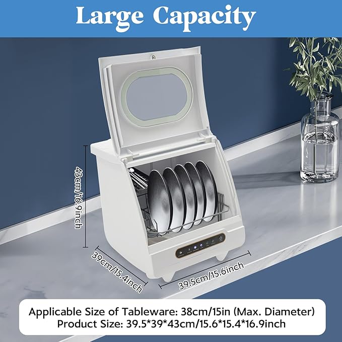 Portable Dishwasher Countertop, Compact Dishwashers with 5 Washing Programs, Mini Dishwasher Countertop with Hose for Clean Dishes, Knives, Forks, 洗碗机