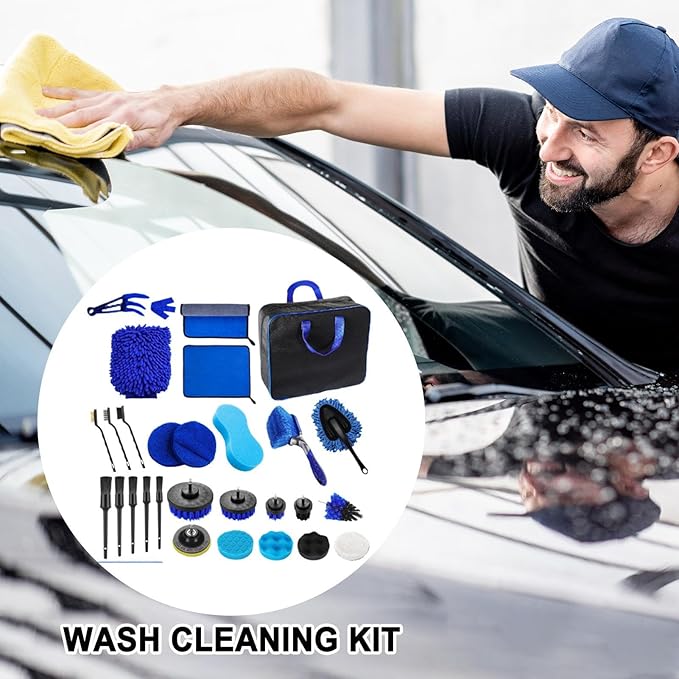 Car Cleaning Brush | 29-Piece Washing Scrubber Set for Vehicle,Vehicle Washing Brushes | for Truck Sedan SUV RV Garage Outdoor Home