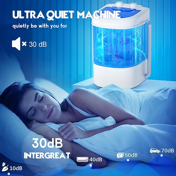 INTERGREAT Portable Washing Machine, 6.6 Lbs Compact Mini Portable Washer, Single Tub Semi-Automatic Laundry Washer Machine for Apartments, Dorms, RV, Traveling, Blue