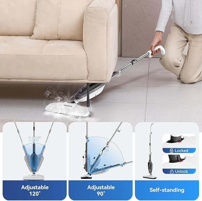 Steam Mop - All-in-one Powerful Handheld Steam Cleaner Detachable Floor Steamer with 11 Accessories, MultiPurpose Steamer for Hardwood Floors, Clothes,Windows,Tiles,Carpet, Whole Home Use(Grey）