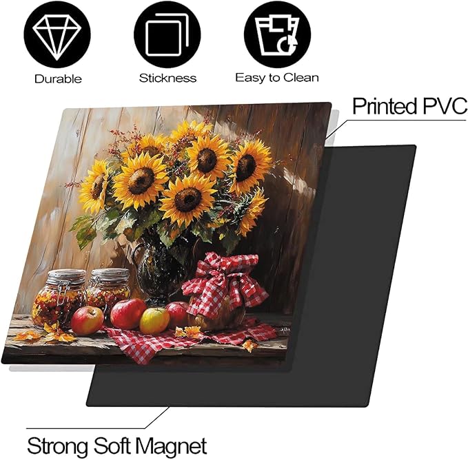 Sunflower Apples Magnet Dishwasher Cover Decorative Farmhouse Kitchen Vintage Dishwasher Covers for The Front Dishwasher Door Magnet 23" x 26" Magnetic