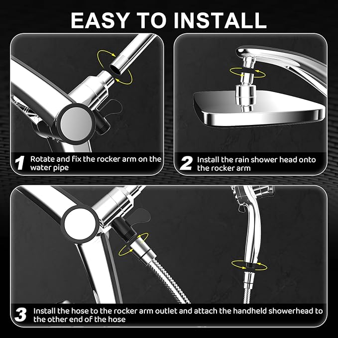 Rain Shower Head with filtered Handheld High Pressure rainfall Shower Heads with Handheld Spray Combo Adjustable one-piece stand daul shower head Built-in Magnetic Docking and Power Jets