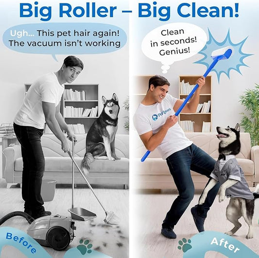 PetLovers Large Lint Roller with 3 Refills – 400 Total Sheets for Tackling Pet Hair, Extra Large Floor and Carpet Roller for Homes with Pets, Perfect for Floors, Furniture, and Loving Pet Owners - Image 2