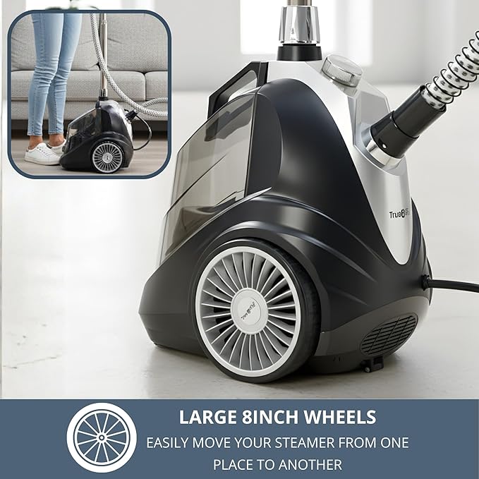 True & Tidy Luxury Upright Garment Steamer with 10 Steam Settings, Smart Auto Shut-Off 1800 Watt Powerful Standing Clothes Steamer, Fast Heat-Up Fabric Steamer, Eclipse