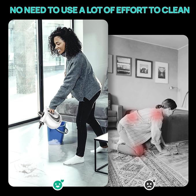 Steam Cleaner, Pressurized Multi-Surface Natural Handheld Steam Cleaner for home with 12pcs Accessories & Safety Lock – Steamer for Cleaning Home Use, Tile, Grout, Window
