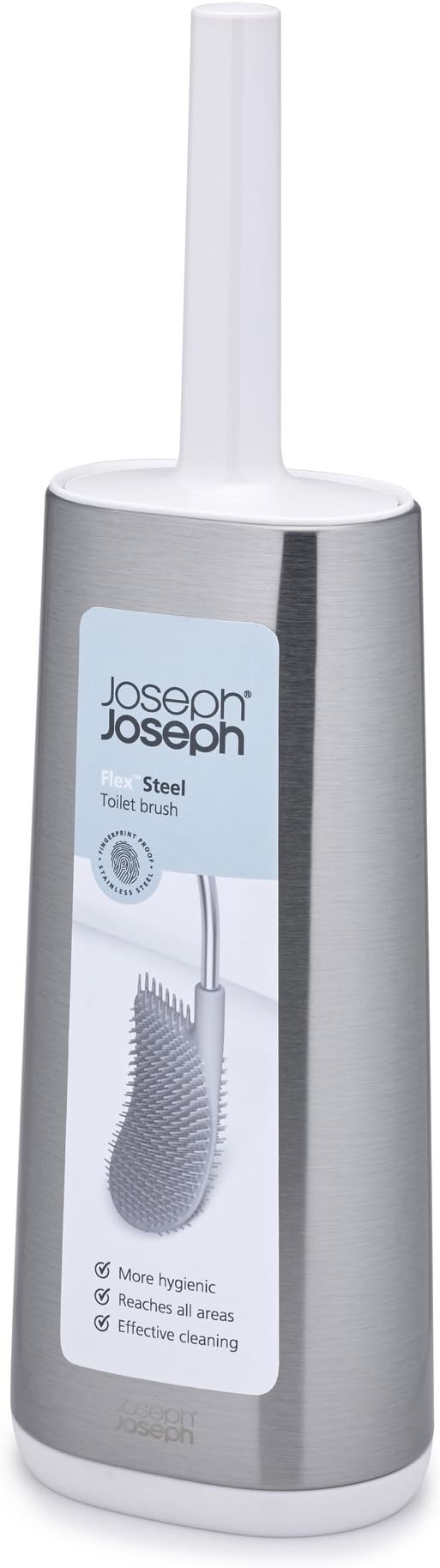 Joseph Joseph 70517 Flex Toilet Brush with Slim Holder Flexible Anti-Drip, Stainless Steel
