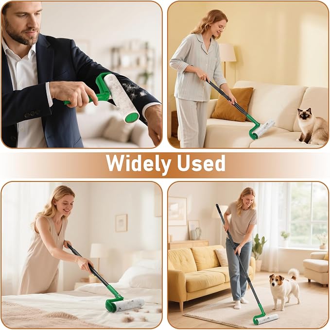 10" Large Lint Roller for Floor Carpet Pet Hair Extra Sticky with 4 Refills | 59" Long Handle Big Lint Rollers| 4 Roll 200 Sheets Rollers Refills for Cleaning Furniture, Couch,Car Seats,Rugs,Clothing - Image 7