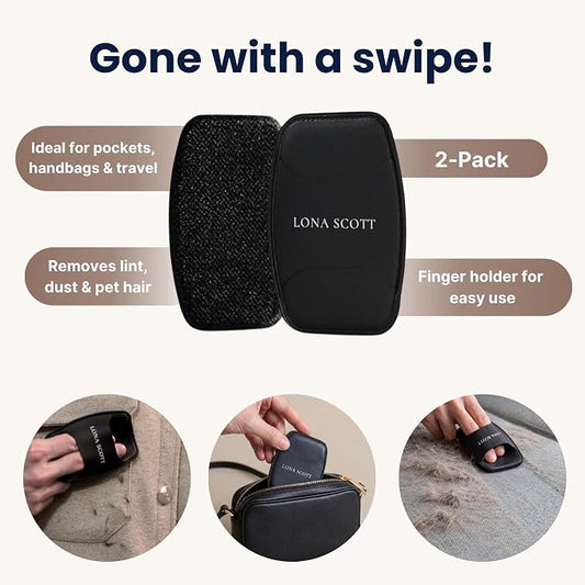 Pocket Lint Brush x2, Reusable Lint Remover & Lint Roller for Clothes, Travel, Pet Hair Remover, Dust & Dandruff - Image 2