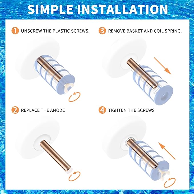 3 PCS Copper Anode Copper Replacement,L=3.97" D=0.67‘’,Pool Accessories for Pool Cleaning,Clears Your Pool,Save Cleaning Cost