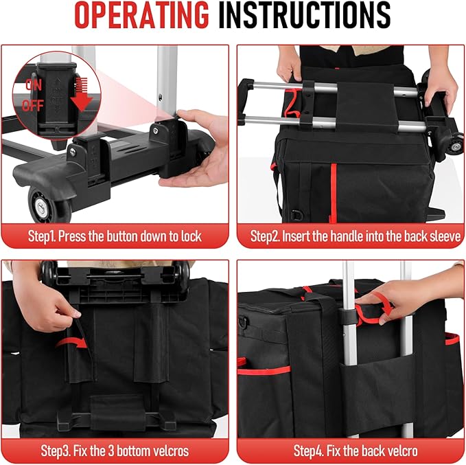 Large DIY Rolling Cleaning Caddy Bag, Cleaning Caddy with Wheels for Housekeepers, Wear-Resistant & Waterproof 900D Oxford Cleaner Supplies Organizer for Kitchen, Home, Office, Tool Storage