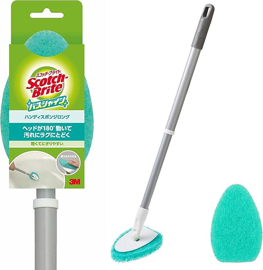 3M B-549J+R Bath Cleaning Brush, Sponge, Telescopic Long, Replacement, Scotch Bright Bath Shine