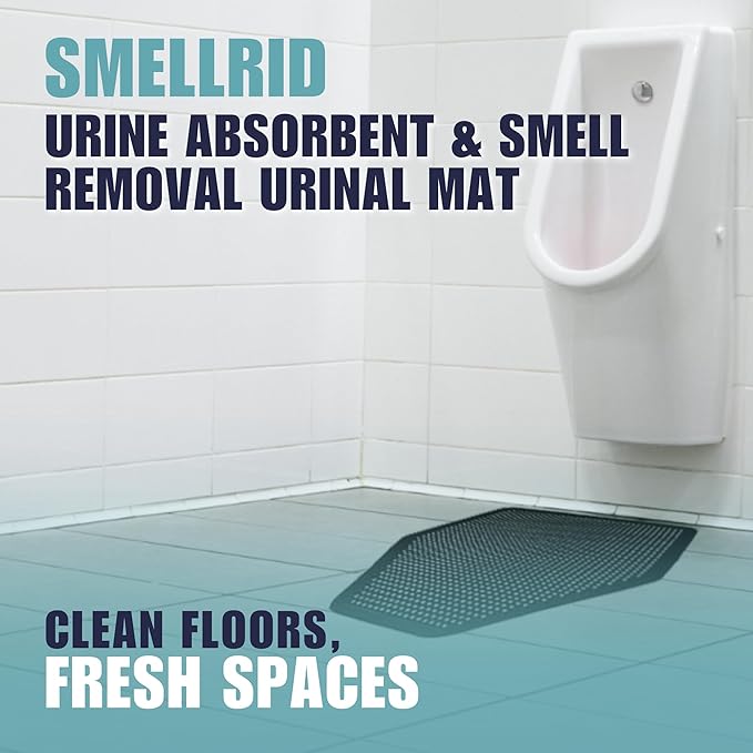 SmellRid Urine Absorbent & Odor-Control Splash Pad for Urinals for Men – Bathroom Mat for Smell Removal, Non-Slip Bathroom Mats, - Urinal Pads - 17.5 x 20.5 Inches – Pack of 6