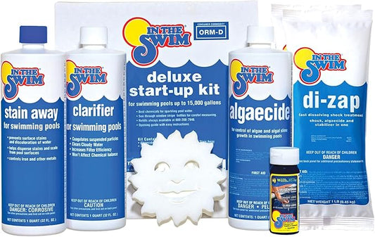 In The Swim Pool Deluxe Opening Chemical Start Up Kit - Above Ground and In-Ground Swimming Pools - Up to 15,000 White