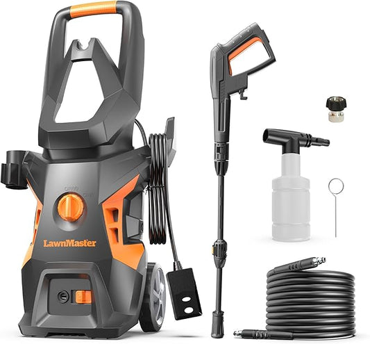 LawnMaster LT306-1800C Electric Pressure Washer 13 Amp 1.4 GPM 2100 Max PSI CSA Certified with Foam Bottle