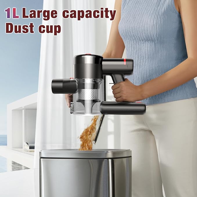 Cordless Vacuum Cleaner, 450W 40Kpa Stick Vacuum with Powerful Suction, 50Mins Vacuum Cleaners for Home, Anti-Tangle Brush, 8 in 1 Lightweight Vacuum for Hard Wood Floor Carpet Pet Hair