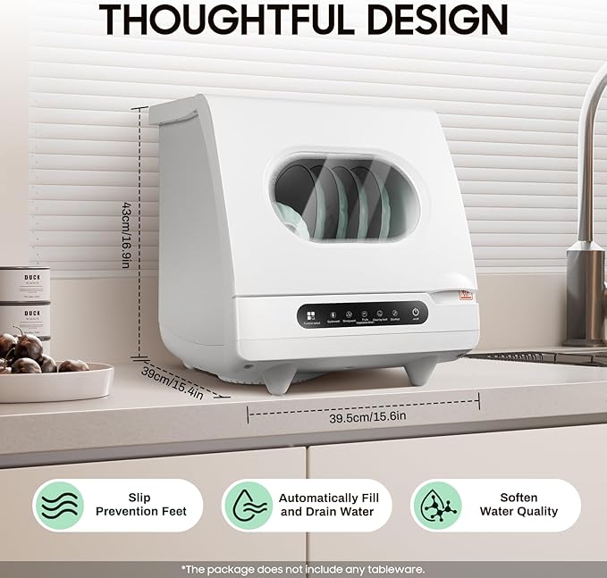 Portable Countertop Dishwasher Dishwasher Compact with 5 Intelligent Washing Functions Counter Top Dishwashers for Knives, Forks, Spoons, Chopsticks