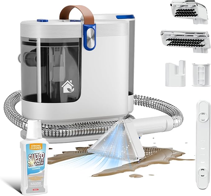 WURESE Portable Carpet & Upholstery Cleaner – 15KPa Powerful Spot Cleaner for Pet Urine, Couch, Stairs & Car Seats – Handheld Deep Cleaning Machine with Self‑Cleaning System & 2 Tools, Teal