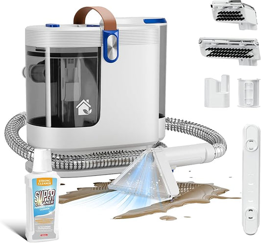 WURESE Portable Carpet & Upholstery Cleaner – 15KPa Powerful Spot Cleaner for Pet Urine, Couch, Stairs & Car Seats – Handheld Deep Cleaning Machine with Self‑Cleaning System & 2 Tools, Teal