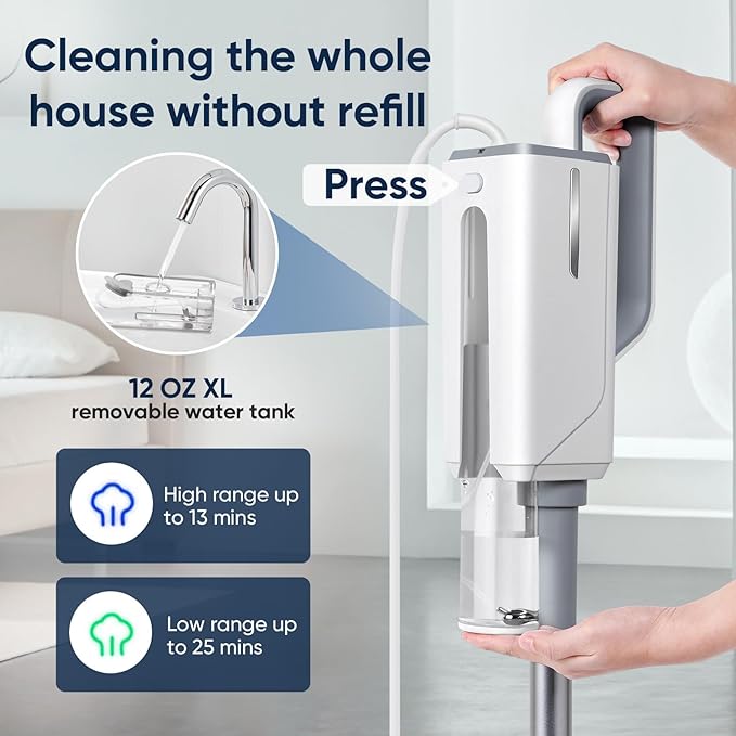 Seyola Steam Mop for Floor Cleaning, Steam Cleaner for Home with Handheld 6-in-1 Multi-function Attachments for Hardwood Floors, Clothes, Windows, Tiles Grout, Furniture Cleaning (off-white)