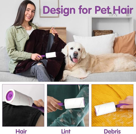Lint Rollers for Pet Hair Extra Sticky 360 Sheets Dog and Cat Lint Remover | Easy Spiral Tear Pet Hair Remover With 1 Reinforced Handles Travel Size For Clothes Couch Furniture Car - Image 2
