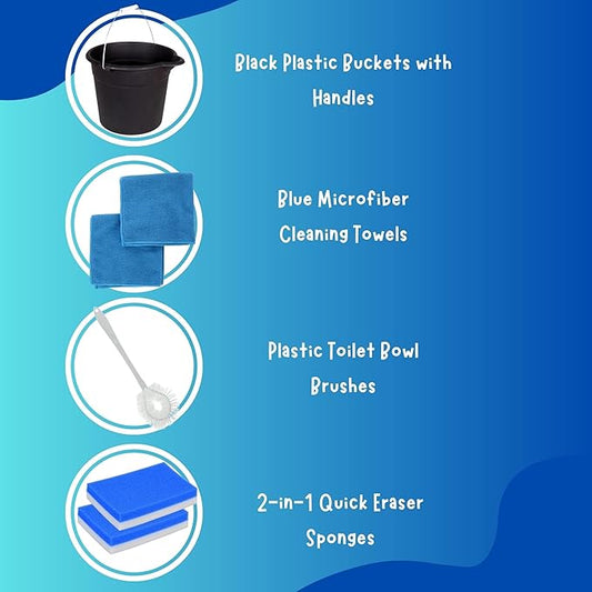 Cleaning Supplies Bundle, Home Office School Restaurants Bathroom Kitchen Laundry Floor Windows Walls Toilet Cars Appliances Furniture Household Chores Tools Brush Gloves Sponge Squeegees