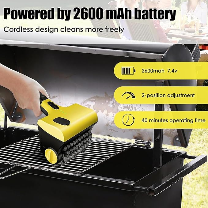Griddle Grill Flat Top Cleaner: Cordless & Rechargeable Griddle Cleaning Robot Set for Blackstone Accessories with Steel Brush, PP Brush for Bathtub Kitchen Floor Waterproof Multi-Cleaning Tools