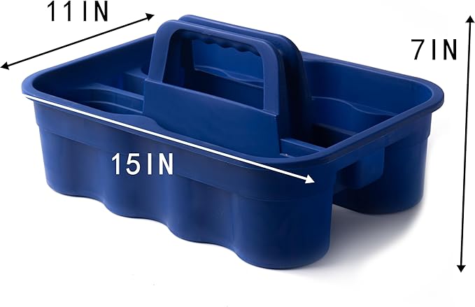 Matthew 5 Pack Large Plastic Tote Tool & Deluxe Supply Cleaning Caddy with Handle Portable Shower Basket Storage Caddy for Cleaning Products,Take-Out Drink,Bathrooms - Blue