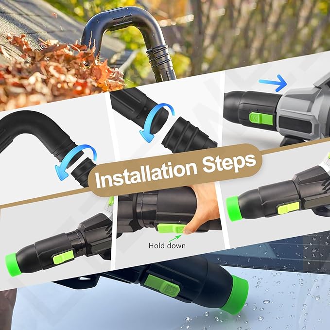 Gutter Cleaning Attachment Replaces AGC1000 Cleaning Kit & Mounting Bracket Kit for EGO 530CFM 580CFM 575CFM 650CFM 615CFM LBX6000, W/Battery Holders - Easily Clear Leaves And Debris From Gutters