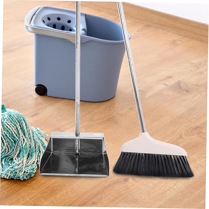 Cabilock Dust Pan Broom Set Dust Broom with Long Handle Floor Cleaning Kit House Cleaning Tools Long Handle