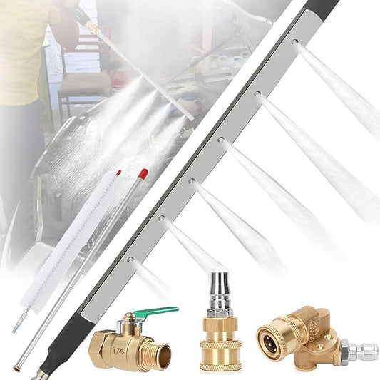 39'' Pressure Radiator Cleaning Wand, 4500 PSI Radiator Flush and Cleaner Tool with Cleaning Brush and Two 1/4'' Quick Coupler, Home Car Truck Stainless Steel Power Washer Wand