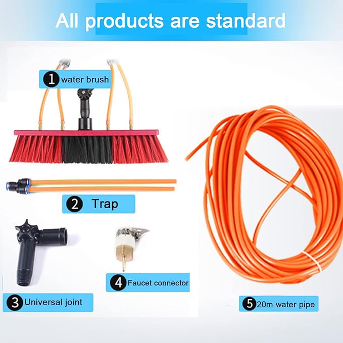 Telescopic Window Cleaning Pole with Water Fed Brush - Extendable Solar Panel Cleaner Tool for Roof Washing, 3-11M Length, 50cm Brush Head, Perfect for Outdoor Use
