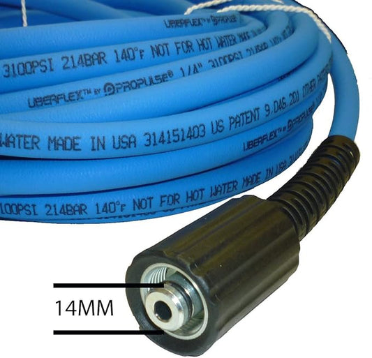 UBERFLEX™ Kink Resistant Pressure Washer Hose 1/4", 3,100 PSI with (2) 22MM - Made in USA - (25 Feet)