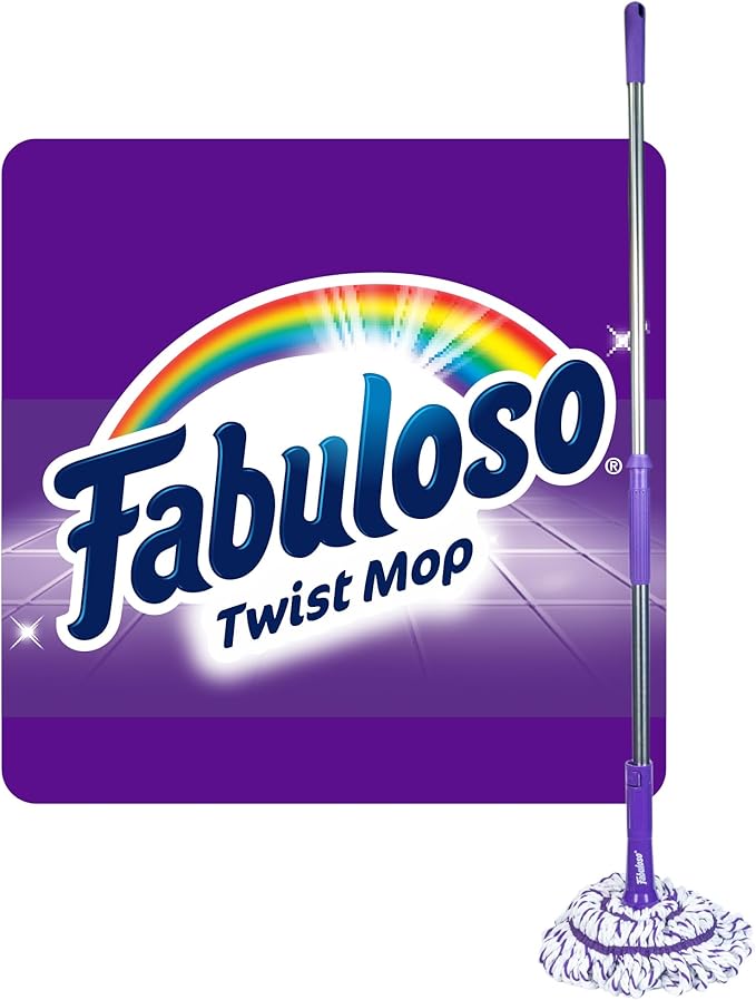 Fabuloso Twist Mop ?€? Self Wringing Mop with Non-Scratch Scrubber and Removable Washable Head for Floor Cleaning