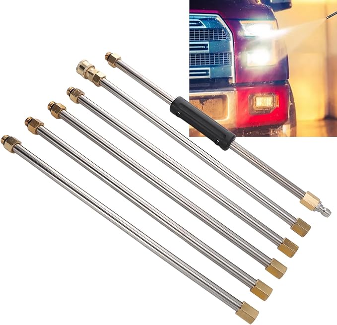 Pressure Washer Wand with Gutter Cleaner Attachment, 90 Inch Rod for Power Washer Lance, Wall Roof Gutter Cleaning Tool