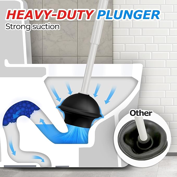 2 in 1 Toilet Plunger and Brush Set,Extended Handle Plunger,Toilet Bowl Brush Plunger Set,Bathroom Cleaning Tools,Cleaning Brush,Toilet Brush Plunger Combo,Light Grey???20.8inch???
