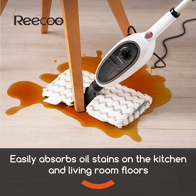 Steam Mops for Floor Cleaning, Unique Double-Sided Flip Design, 15 Seconds Fast Heating，10-in-1 Steam Cleaner for Kitchen, Living Room Wood Floor Tile Cleaning