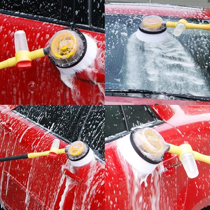 Car Pressure Washer Rotating Wash Brush with Soap Dispenser, Vehicle Care Washing Sponge Cleaning Tool