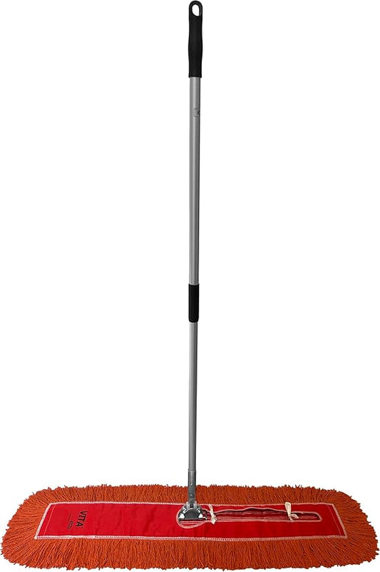Ultimate Dust Mop Kit: Industrial-Grade Performance, Heavy-Duty Frame, Telescopic Handle - Orange 36 Inch