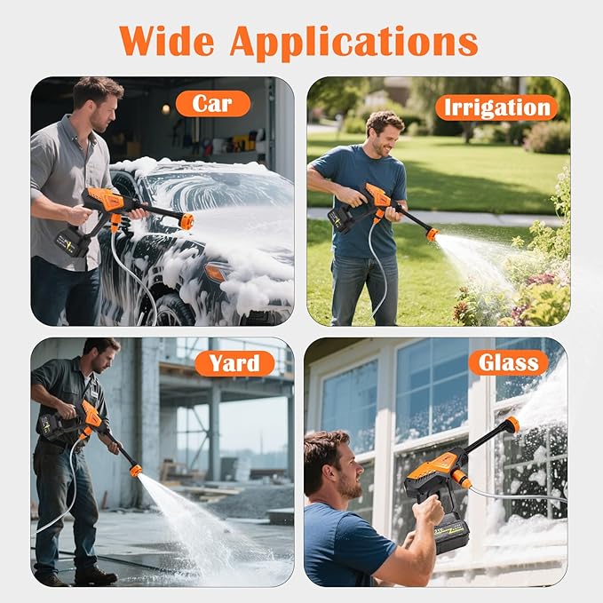 Cordless Portable Washer Battery Operated, Handheld Washer with 6 in 1 Nozzle 16ft(5m) Hose, Hard Carry Case, Lightweight Car Washer for Home, Garden Outdoor, Patio