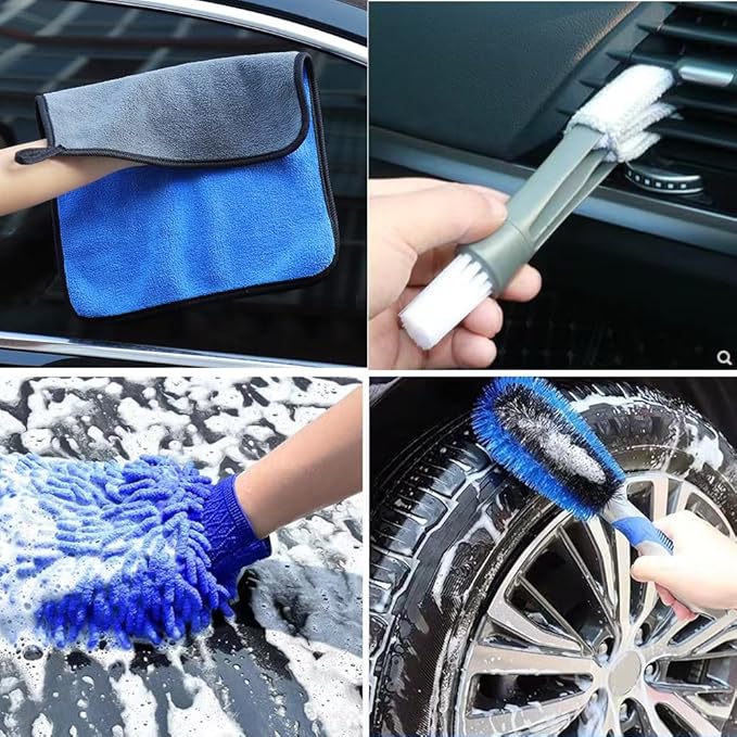 26Pcs Car Detailing Brush Set, Car Wash Kit, Car Cleaning Kit for Interior, Exterior & Wheels, Car Cleaning Kit, Car Cleaning Brush Kit Supplies for Car, Truck, SUV（ Drill not Included