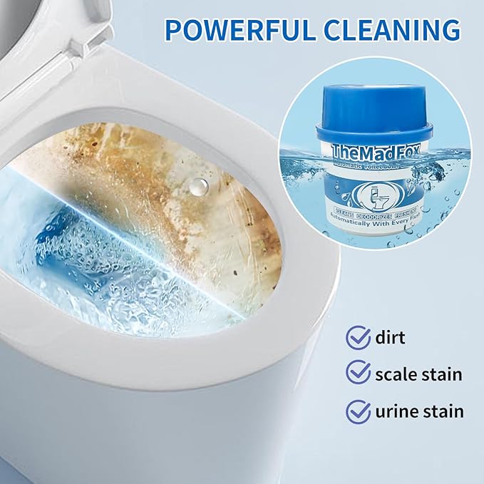 12 Pcs Enzymatic Automatic Toilet Bowl Cleaner Bottles, Long-Lasting Toilet Tank Cleaner for Hard Water Stains & Rings, Chemical Free Bathroom Cleaning Product for Tank Bathroom