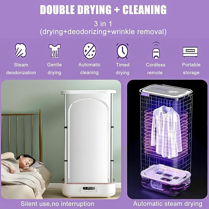 Automatic Vertical Garment Steamer System with Remote, 900W Wireless Steam Iron and Drying Station, Multi-Function Steam Closet for Full-Size Clothing and Fabric Care